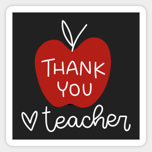 Thank you teacher red apple design. Gratitude message. Sticker